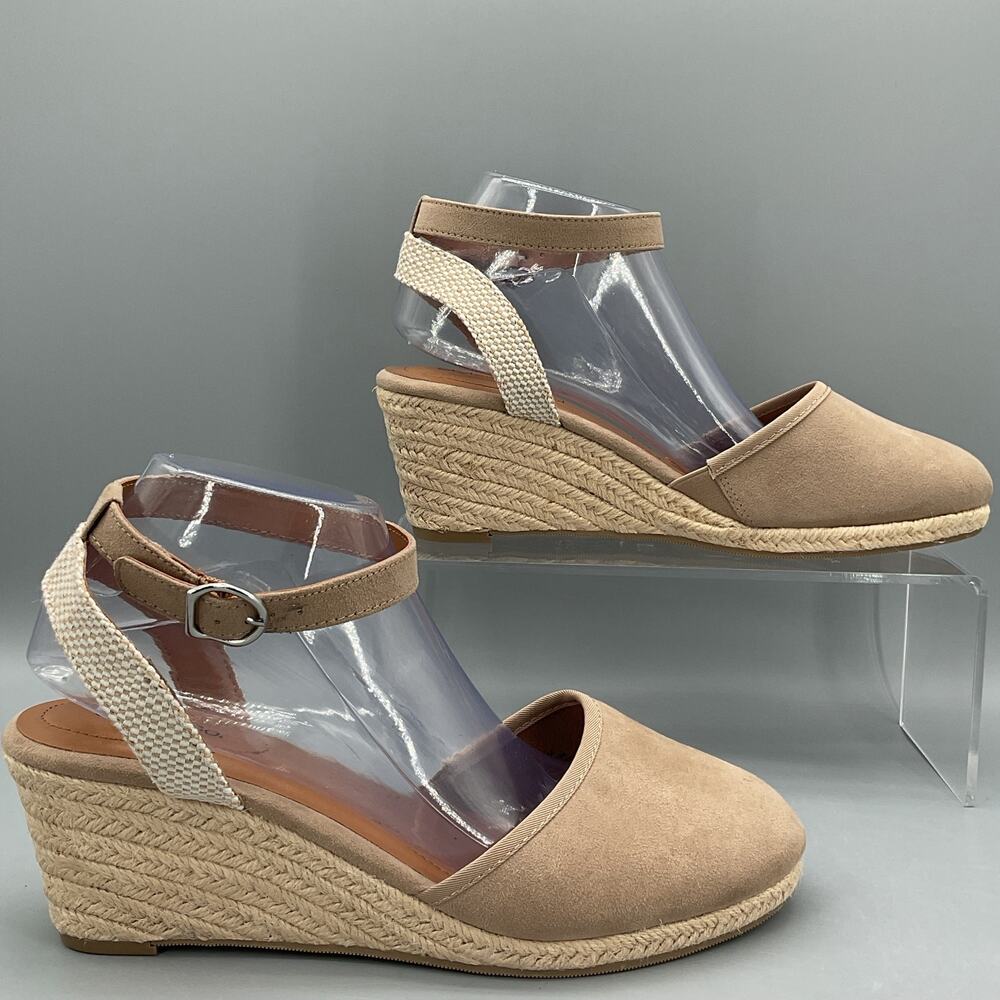 NEW Style & Co Women’s Mailena Wedge Espadrille Sandals Taupe Size 9.5W